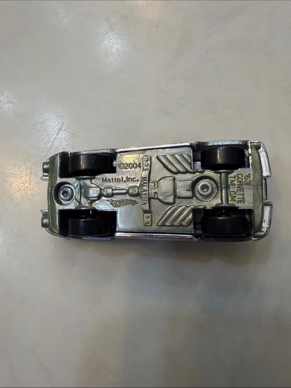 Metallic Silver Kids Muscle Car Toy with Red Windows